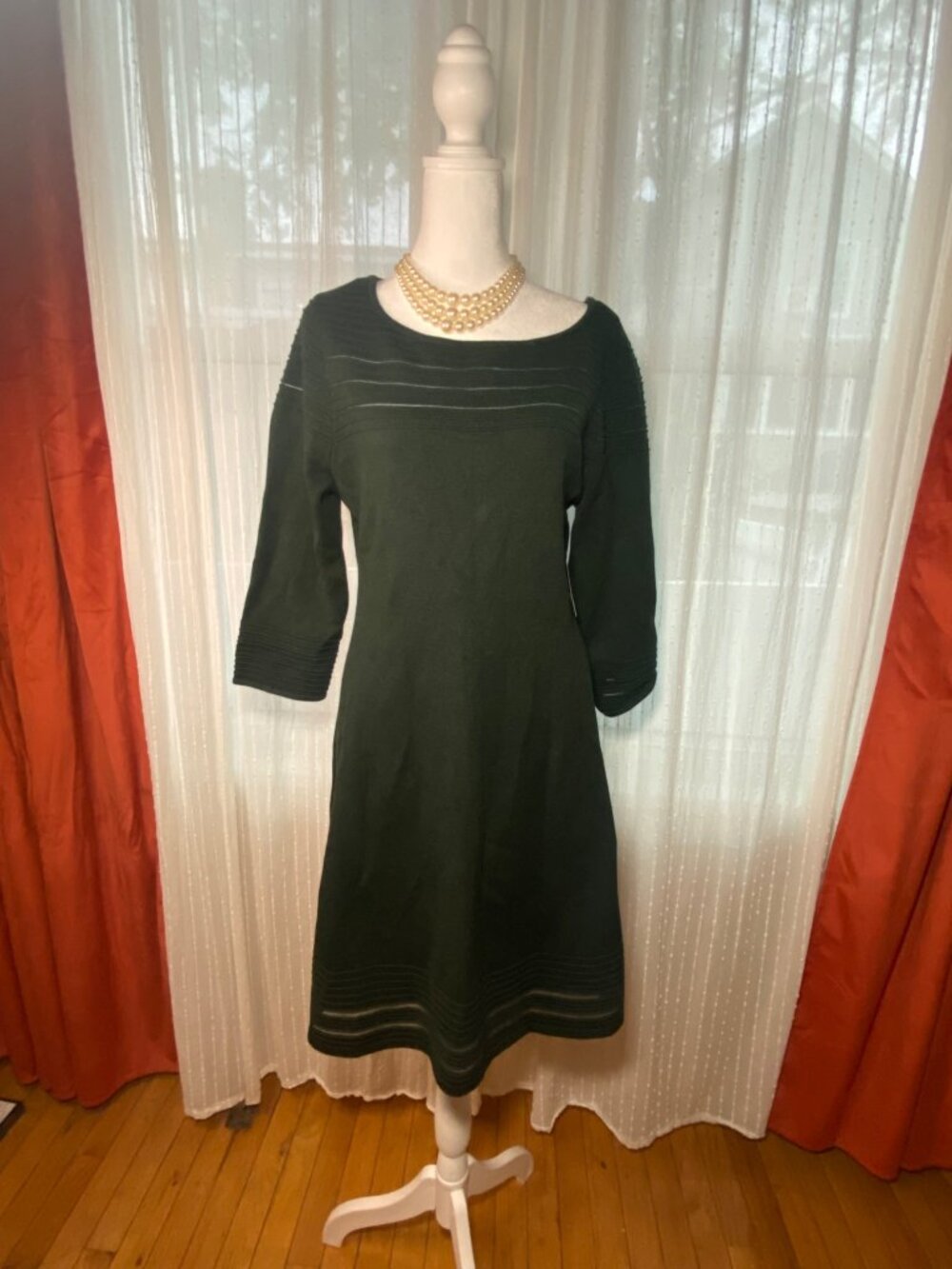 JH Collectibles Hunter Green Fit & Flare Sweater Dress XL NWT